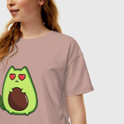 Женская футболка хлопок Oversize Avo cat o влюбился - фото 2