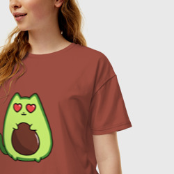 Женская футболка хлопок Oversize Avo cat o влюбился - фото 2