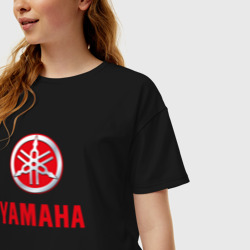 Женская футболка хлопок Oversize Yamaha Логотип Ямаха - фото 2