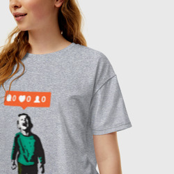 Женская футболка хлопок Oversize Граффити соцсети лайки - фото 2