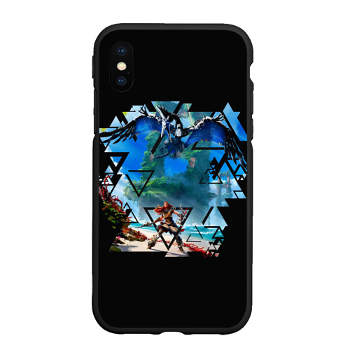 Чехол для iPhone XS Max матовый с принтом Horizon Forbidden West Элой на  пляже, вид спереди #2