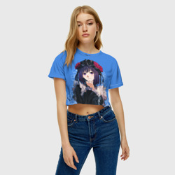 Женская футболка Crop-top 3D Shizuku Kuroe грустный взгляд в пустоту - фото 2