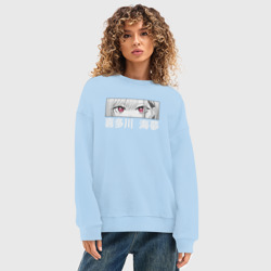 Женский свитшот oversize без начеса хлопок Глаза Китагавы - фото 2