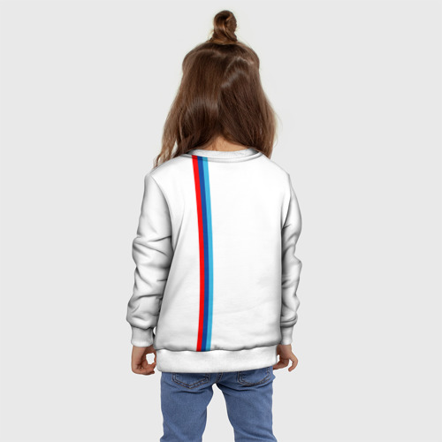 Детский свитшот 3D БМВ 3 stripe BMW white, цвет 3D печать - фото 8