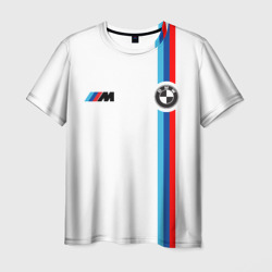 Мужская футболка 3D БМВ 3 stripe BMW white