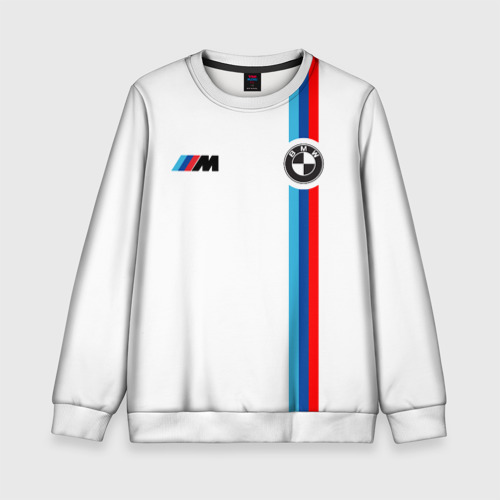 Детский свитшот 3D БМВ 3 stripe BMW white, цвет 3D печать