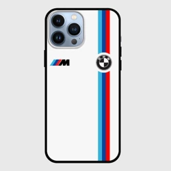Чехол для iPhone 13 Pro Max БМВ 3 stripe BMW white