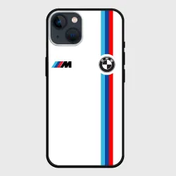 Чехол для iPhone 14 БМВ 3 stripe BMW white