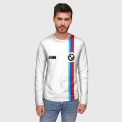 Мужской лонгслив 3D БМВ 3 stripe BMW white - фото 2