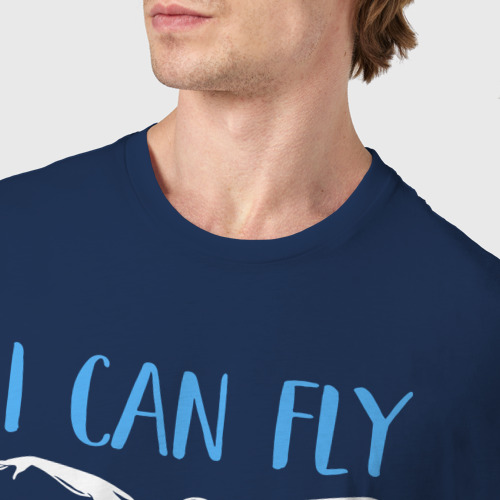 Мужская футболка хлопок Я могу летать, а у тебя какая суперспособность?, цвет темно-синий - фото 6