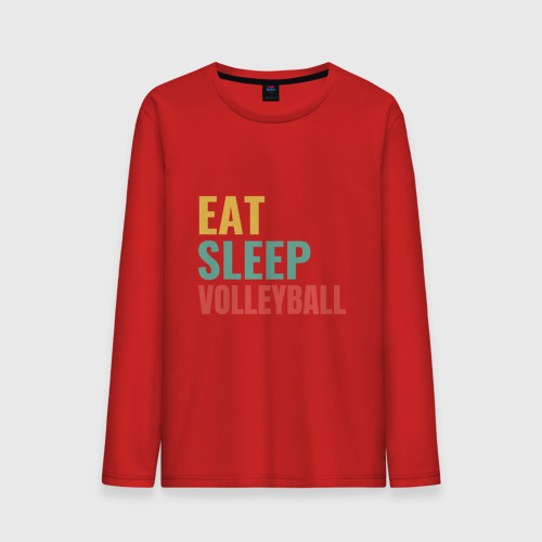 Мужской лонгслив хлопок Eat - Sleep - Volleyball, цвет красный