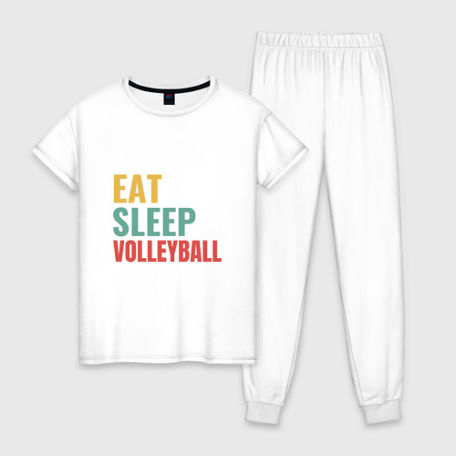 Женская пижама хлопок Eat - Sleep - Volleyball, цвет белый