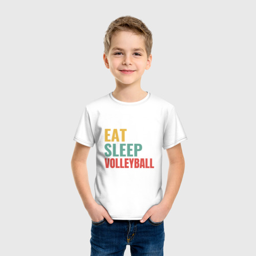 Детская футболка хлопок Eat - Sleep - Volleyball, цвет белый - фото 3