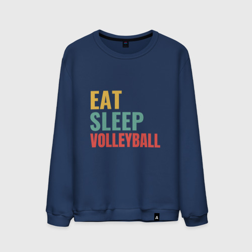 Мужской свитшот хлопок с принтом Eat - Sleep - Volleyball, вид спереди #2