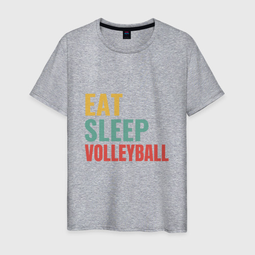Мужская футболка хлопок с принтом Eat - Sleep - Volleyball, вид спереди #2