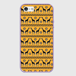 Чехол для iPhone 5/5S матовый Жирафы   сафари