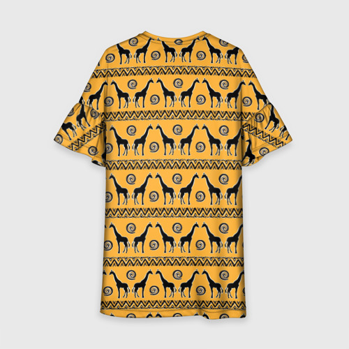 Детское платье 3D с принтом Жирафы   сафари, вид сзади #1