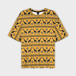 Мужская футболка oversize 3D Жирафы   сафари