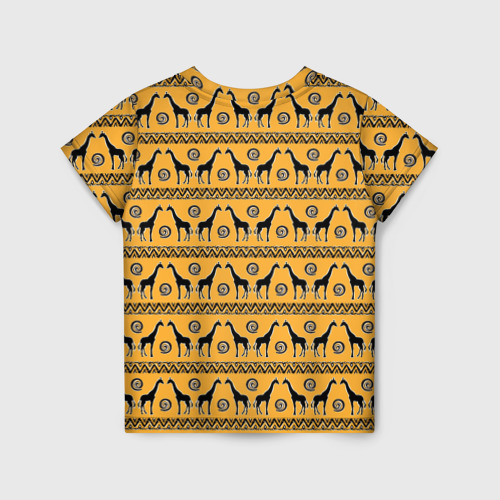 Детская футболка 3D с принтом Жирафы   сафари, вид сзади #1