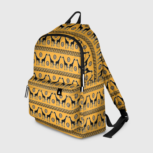 Рюкзак 3D с принтом Жирафы   сафари, вид спереди #2