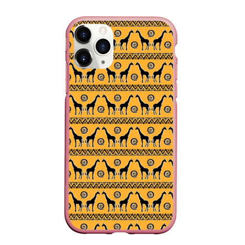 Чехол для iPhone 11 Pro Max матовый Жирафы   сафари, цвет баблгам