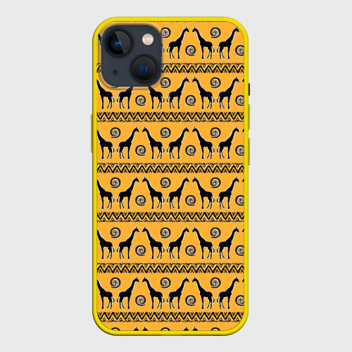 Чехол для iPhone 14 Plus с принтом Жирафы   сафари, вид спереди #2