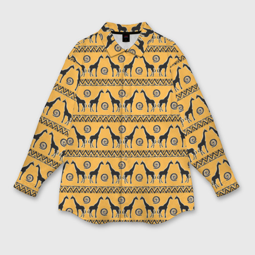 Мужская рубашка oversize 3D с принтом Жирафы   сафари, вид спереди #2