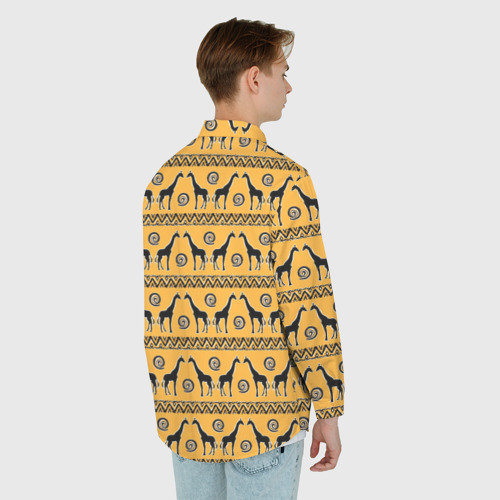 Мужская рубашка oversize 3D с принтом Жирафы   сафари, вид сзади #2