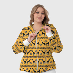 Костюм с принтом Жирафы   сафари для женщины, вид на модели спереди №4. Цвет основы: белый