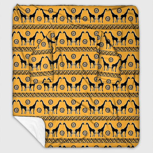 Плед с рукавами с принтом Жирафы   сафари, вид спереди #2