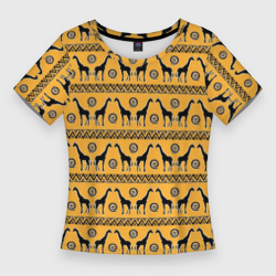 Женская футболка 3D Slim Жирафы   сафари