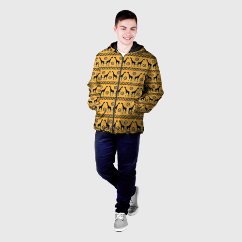 Мужская куртка 3D с принтом Жирафы   сафари, фото на моделе #1