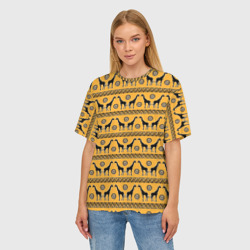 Женская футболка oversize 3D Жирафы   сафари - фото 2