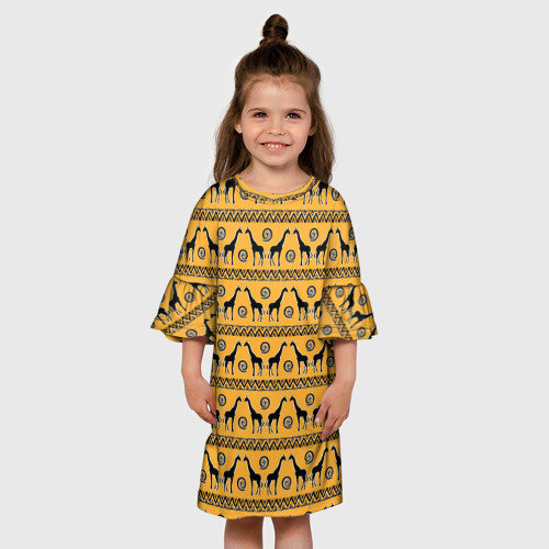Детское платье 3D с принтом Жирафы   сафари, вид сбоку #3