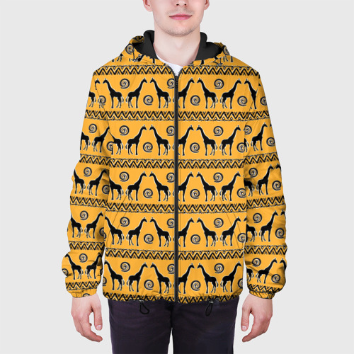 Мужская куртка 3D с принтом Жирафы   сафари, вид сбоку #3