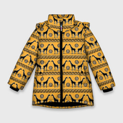 Зимняя куртка для девочек 3D Жирафы   сафари