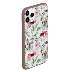 Чехол для iPhone 11 Pro матовый Ламы и цветы - фото 2