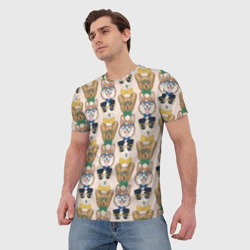 Мужская футболка 3D Собачки хипстеры в очках - фото 2