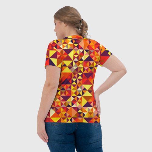 Женская футболка 3D с принтом Камуфляж спортивный Призма - закат, вид сзади #2