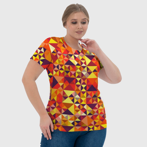 Женская футболка 3D с принтом Камуфляж спортивный Призма - закат, фото #4
