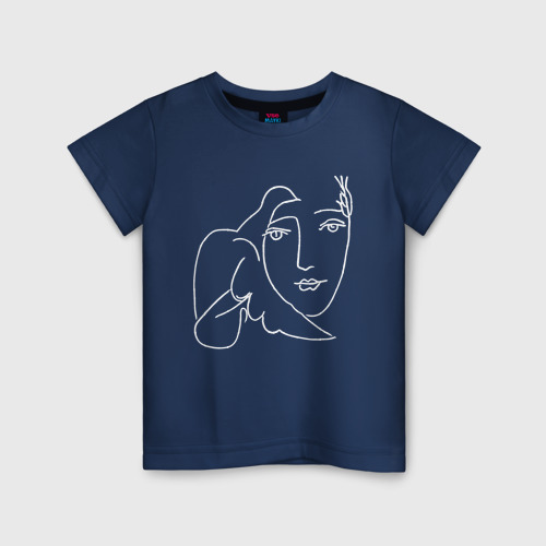 Светящаяся детская футболка с принтом Лицо Мира Пабло Пикассо, вид спереди №1