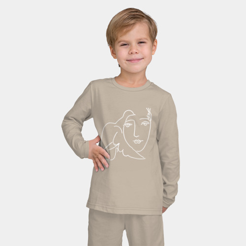 Детская пижама с лонгсливом хлопок Лицо Мира Пабло Пикассо, цвет миндальный - фото 3