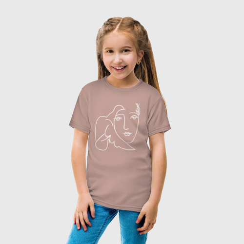 Светящаяся детская футболка Лицо Мира Пабло Пикассо, цвет пыльно-розовый - фото 5