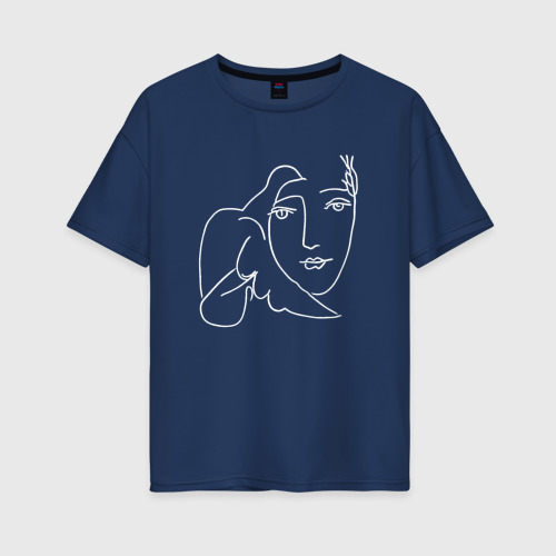 Женская футболка хлопок Oversize Лицо Мира Пабло Пикассо, цвет темно-синий