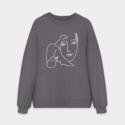 Мужской свитшот oversize без начеса хлопок Лицо Мира Пабло Пикассо