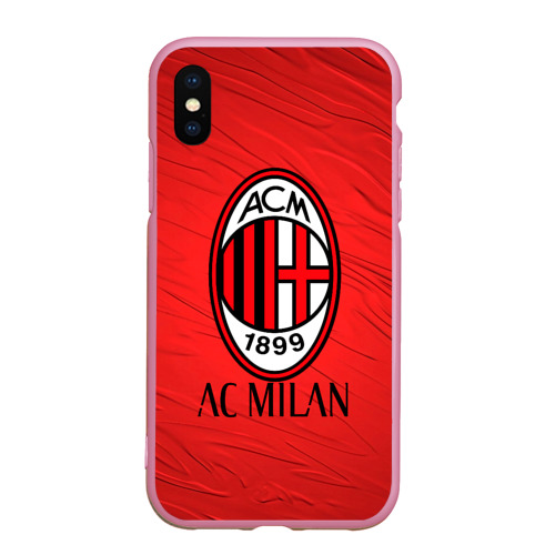 Чехол для iPhone XS Max матовый Ac Milan Милан, цвет розовый