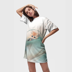 Платье-футболка 3D Кошка выбирает себе хозяина, и никак иначе - фото 2