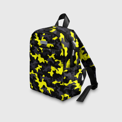 Детский рюкзак 3D с принтом Камуфляж Чёрно-Жёлтый, вид сбоку #3