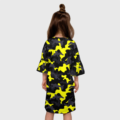 Детское платье 3D Камуфляж Чёрно-Жёлтый, цвет 3D печать - фото 5