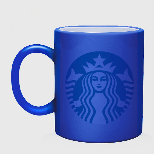 Кружка хамелеон Starbucks Coffee, цвет белый + синий - фото 3